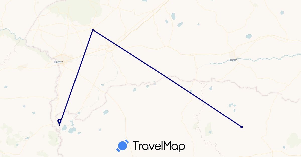 TravelMap itinerary: driving in Belarus, Ukraine (Europe)